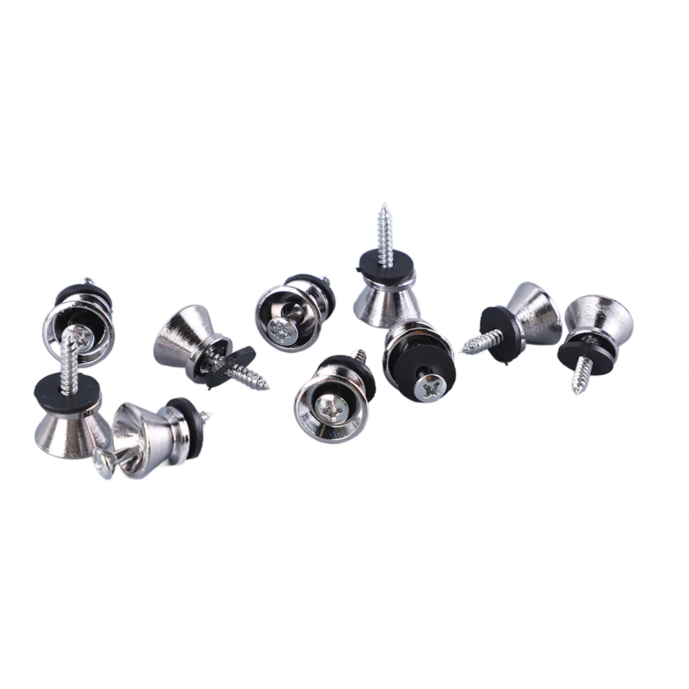 10PCS Guitar Strap Lock Buttons Mushroom Style Metal End Pins with Screw for Electric Guitar Bass Ukulele Silver