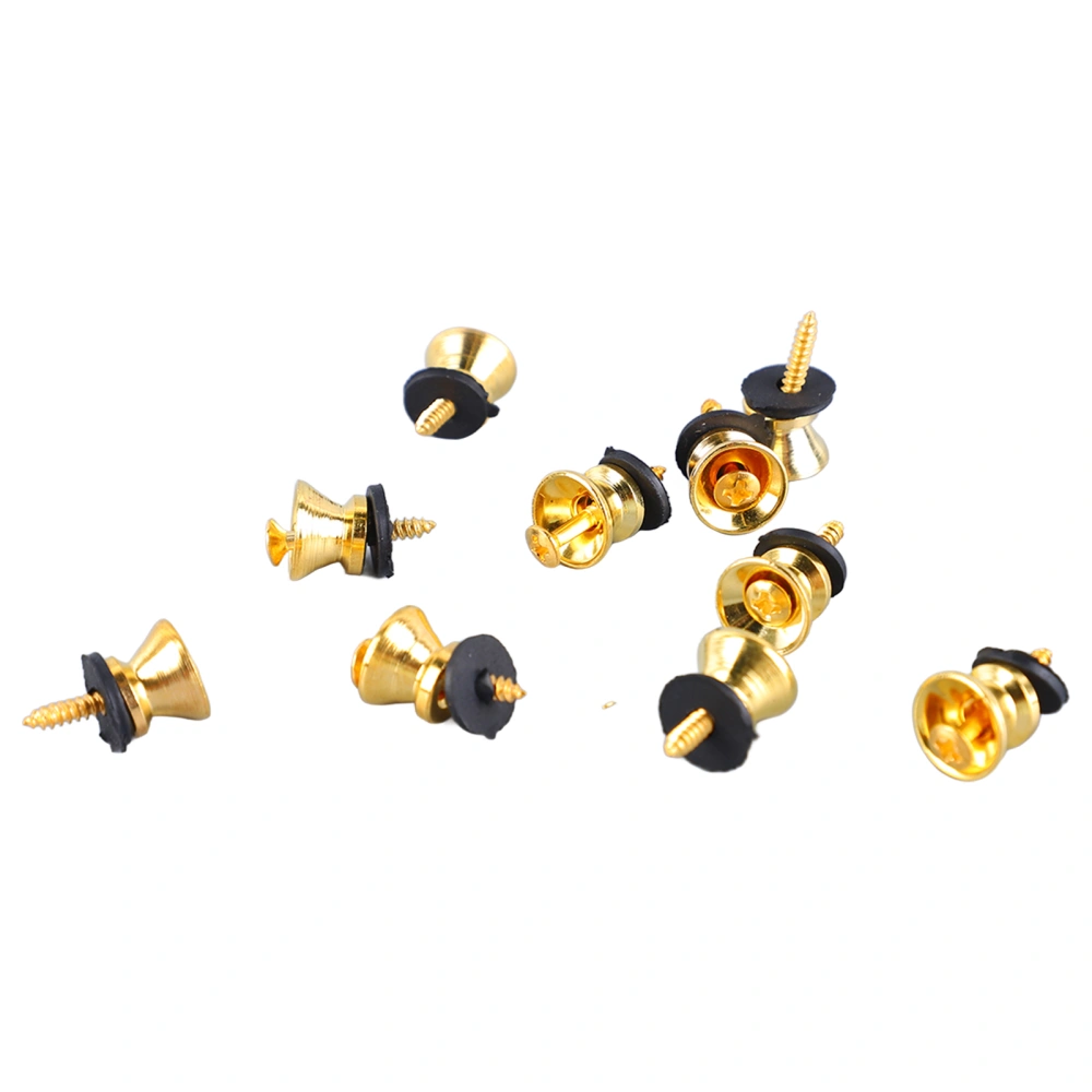 10PCS Guitar Strap Lock Buttons Mushroom Style Metal End Pins with Screw for Electric Guitar Bass Ukulele Gold