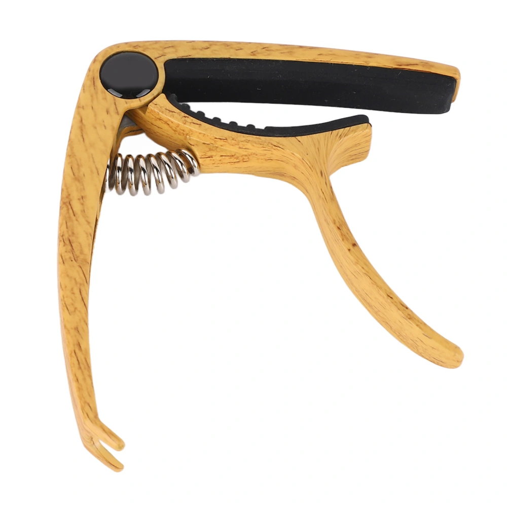 Guitar Capo Metal Adjustable Spring Tension Capo for Acoustic Electric Ukulele Bass Yellow Wood Grain