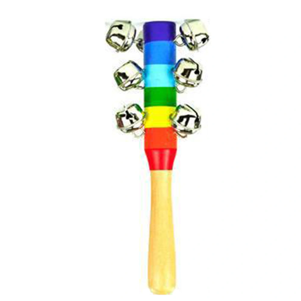 Jingle Rattle Bell Wooden Handle Bell Stick Shaker Hand Jingle Bell Toy for Kids Children