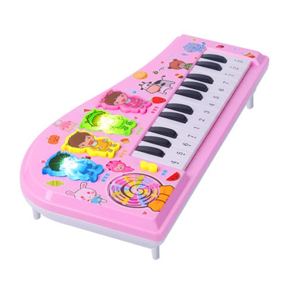 Kids Piano Toy Keyboard Cartoon Multi Function Electronic Instrument for Beginners Pink