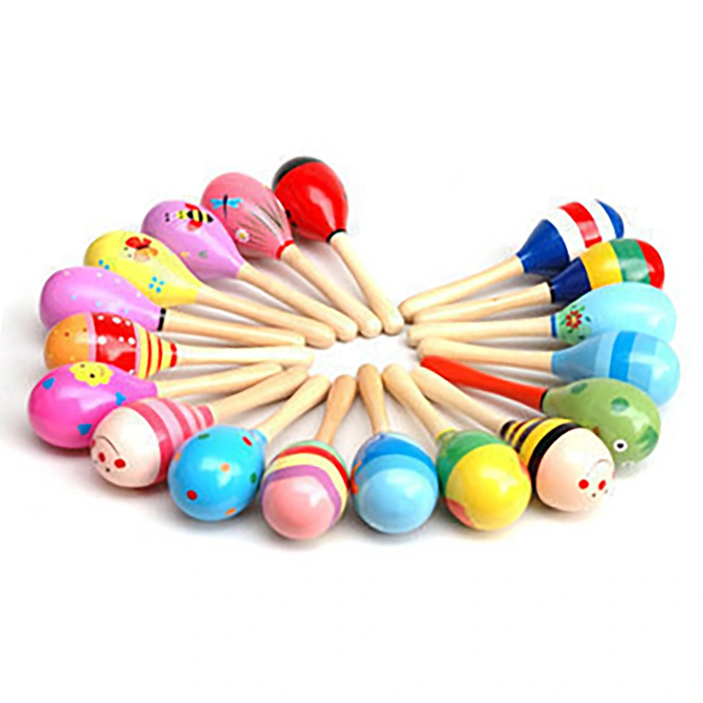 Small Maraca Cartoon Mini Wooden Percussion Maraca 0 to 3 Years Old Toddler Toy for Grasping Exercise