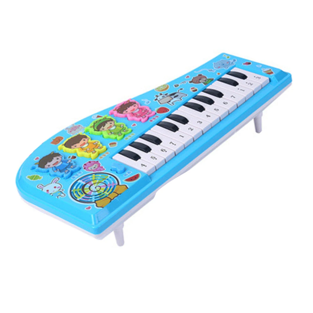 Kids Piano Toy Keyboard Cartoon Multi Function Electronic Instrument for Beginners Blue