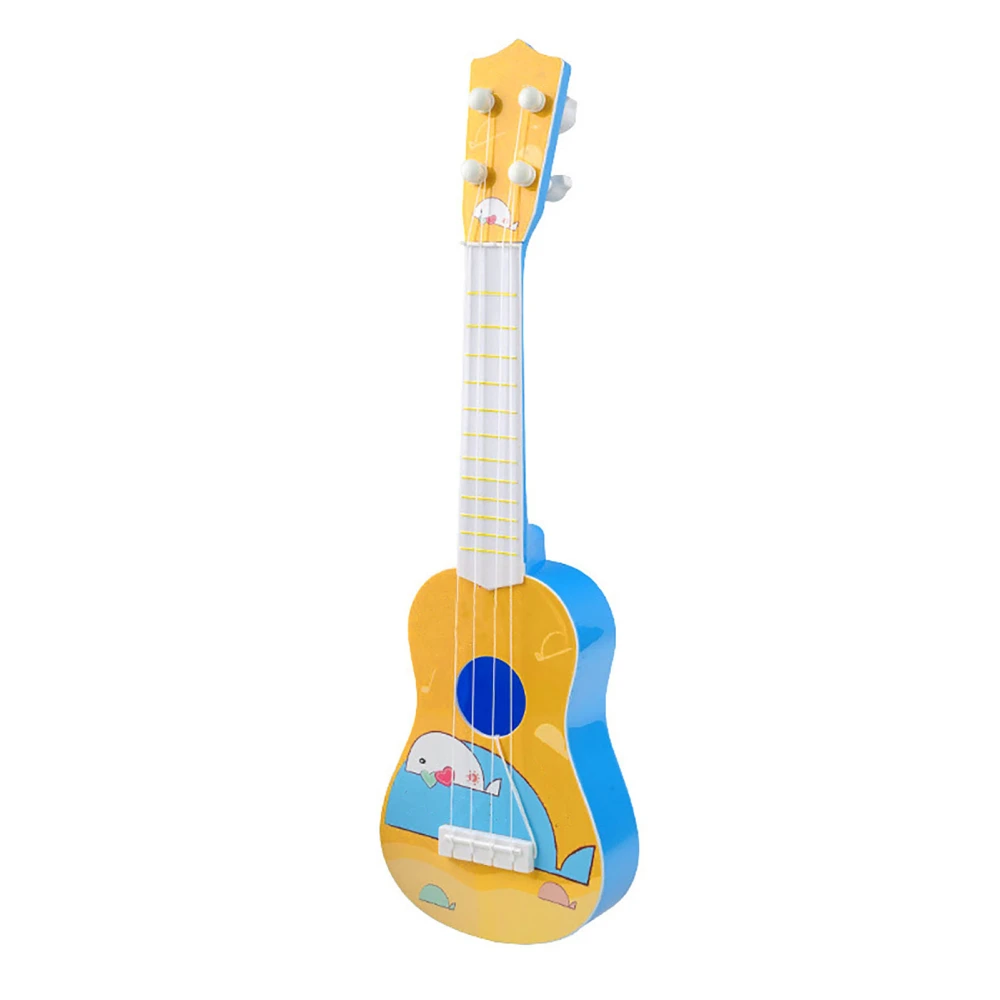 4 String Kid Miniature Ukulele Music Toy Colorful Patterned Educational Children Small Ukulele Yellow
