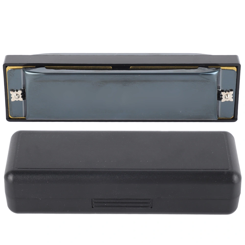 Blues Harmonica C Key 10 Holes Diatonic Mouthorgan Wind Instrument for Beginners Black