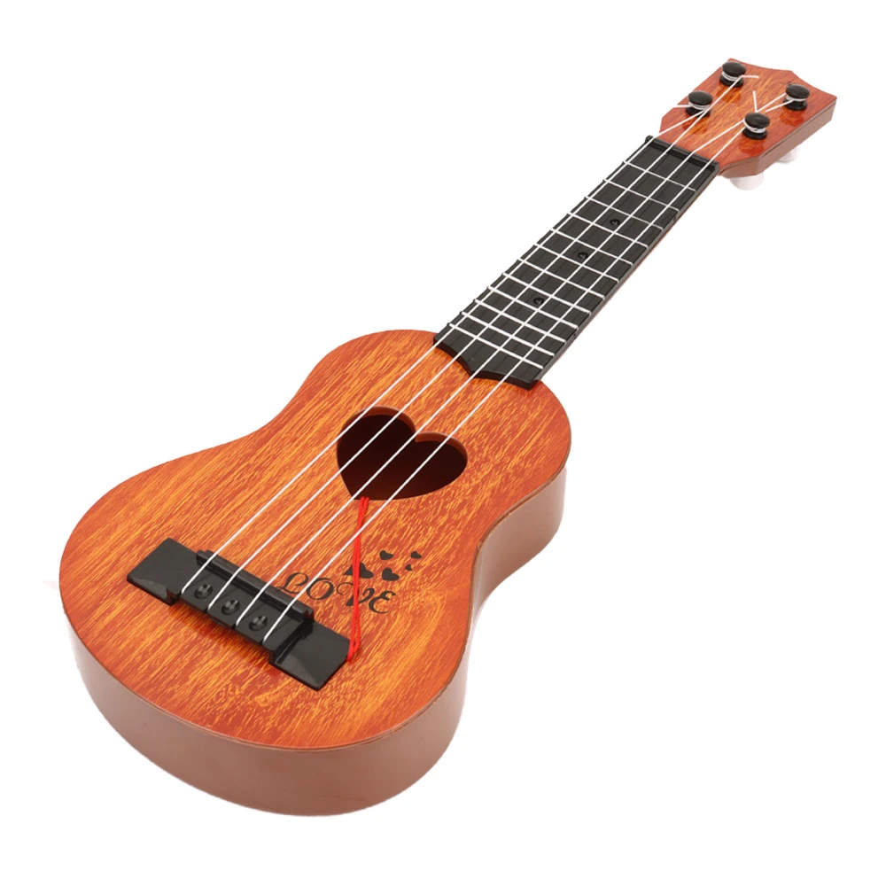 Simulation Ukulele 4 String Adjustable Ukulele Kids Musical Instrument Toy for Early Education 35cm Orange