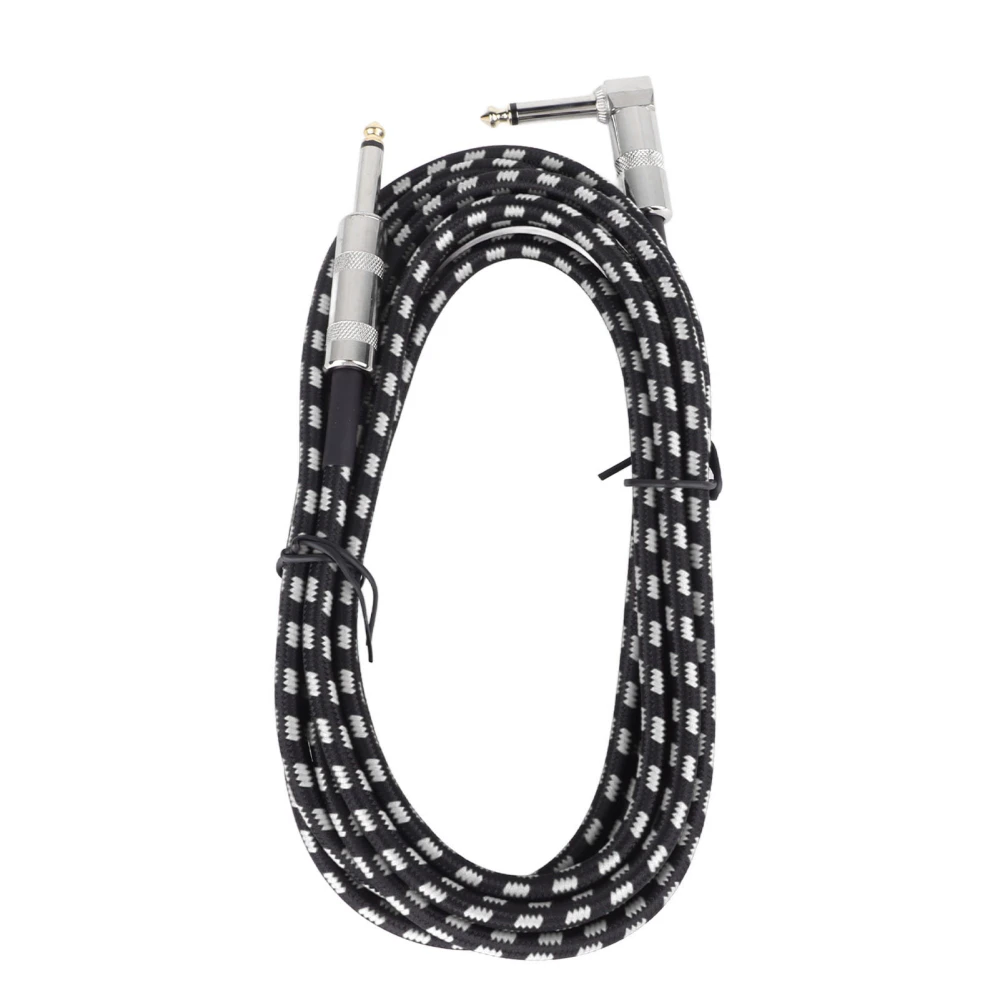 Guitar Cable Copper Core Noise Reduction Good Sound Transmission Right Angle Guitar Cord for Bass Black White 6m / 19.7ft