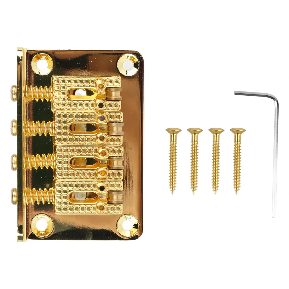 4 String Guitar Bridge Metal Enhanced Sound Stylish Electric Guitar Bridge Replacement Gold