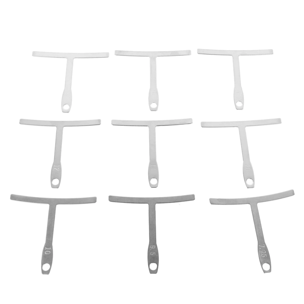 9 Pcs Guitar Radius Gauge Stainless Steel Under String Radius Measuring Ruler Guitar Luthier Tool