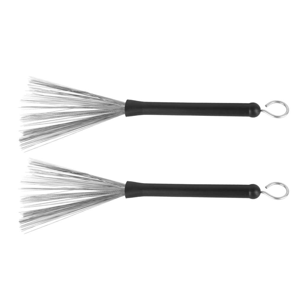 2Pcs Drum Brush Rubber Handle Steel Wire Bristles Retractable Portable Drum Stick Brush