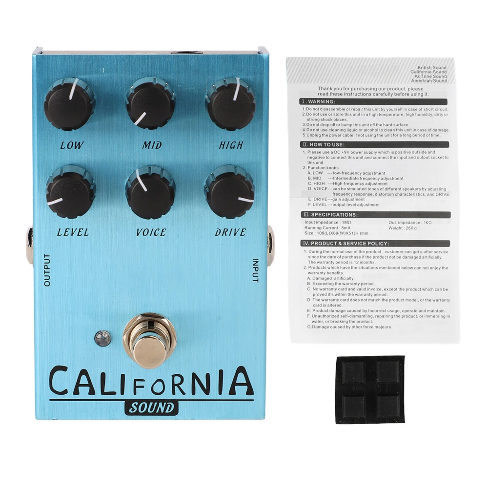 Electric Guitar Effects Drive Pedal Effector Simulating Guitar Distortion and Overdrive Effects AN 32 Light Blue