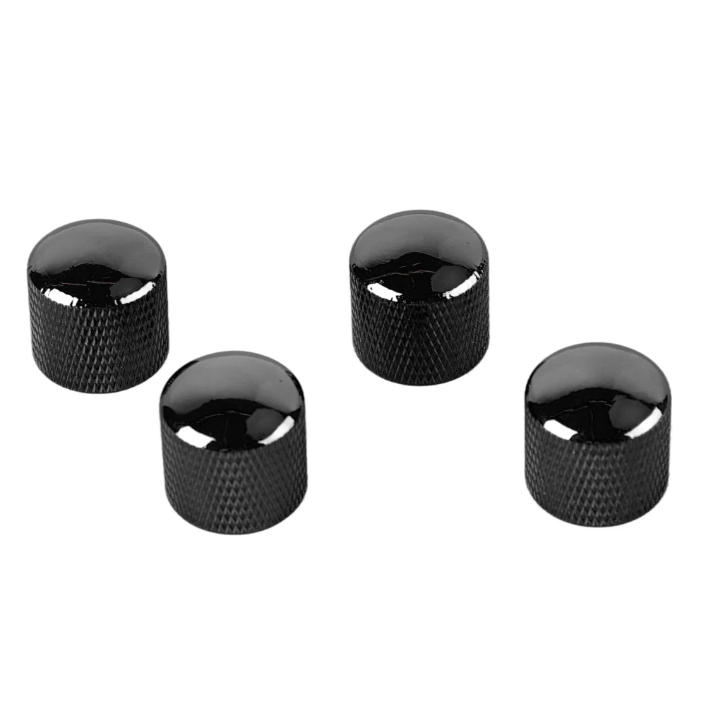 4Pcs Guitar Knob Metal Volume Tone Dome Control Knob Musical Instrument Accessory Set GD102 Black