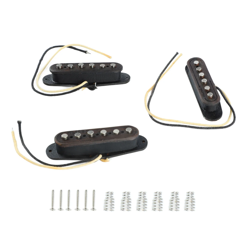 3Pcs Guitar Pickup Metal Wood 6 String Pickup Replacement for Electric Acoustic Guitar Rosewood