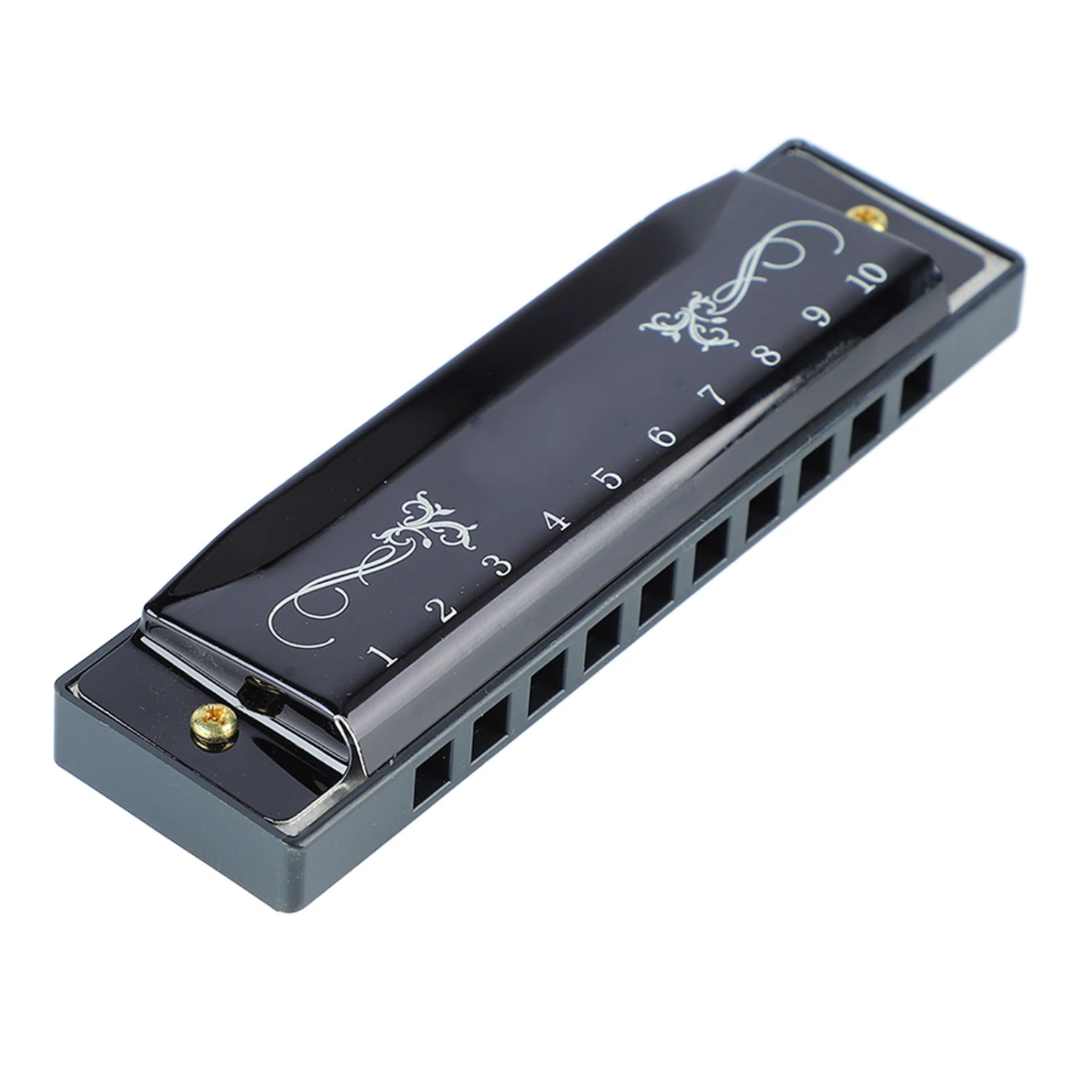 Harmonica 10 Hole 20 Tune C Key Professional Standard Mouth Organ with Case for Kid Beginner Black
