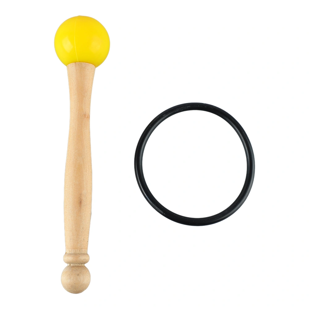 Singing Bowl Mallet Wood Handle Rubber Head Clear Beautiful Sound Percussion Stick with Rubber Ring Yellow