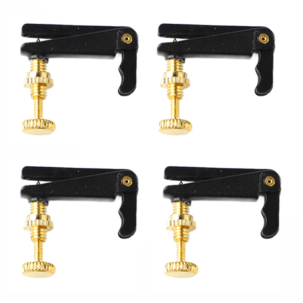 4Pcs 1/2 Violin Fine Tuner Metal Violin String Adjuster Part Musical Instrument Accessory Black Gold