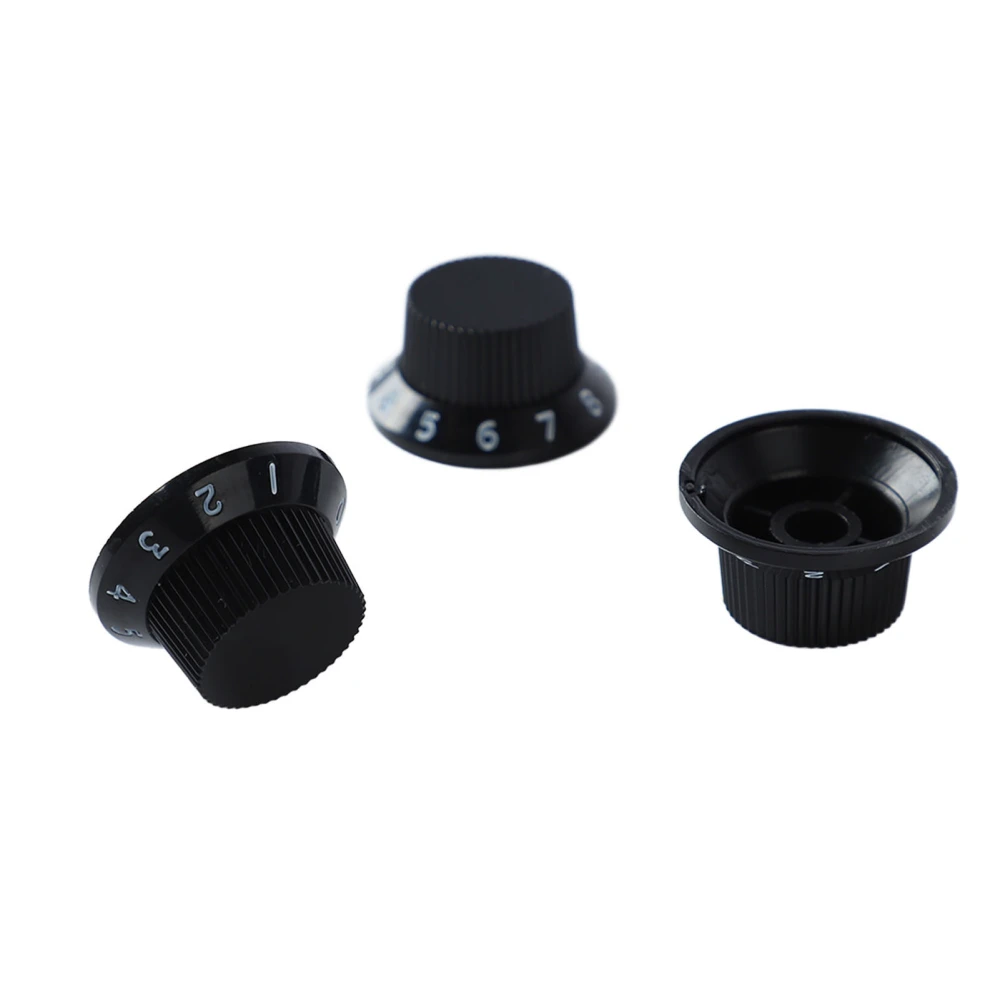 3PCS Potentiometer Rotary Knobs Tone Volume Control Knob Replacement for Electric Guitar Bass Black Knob White Lettering