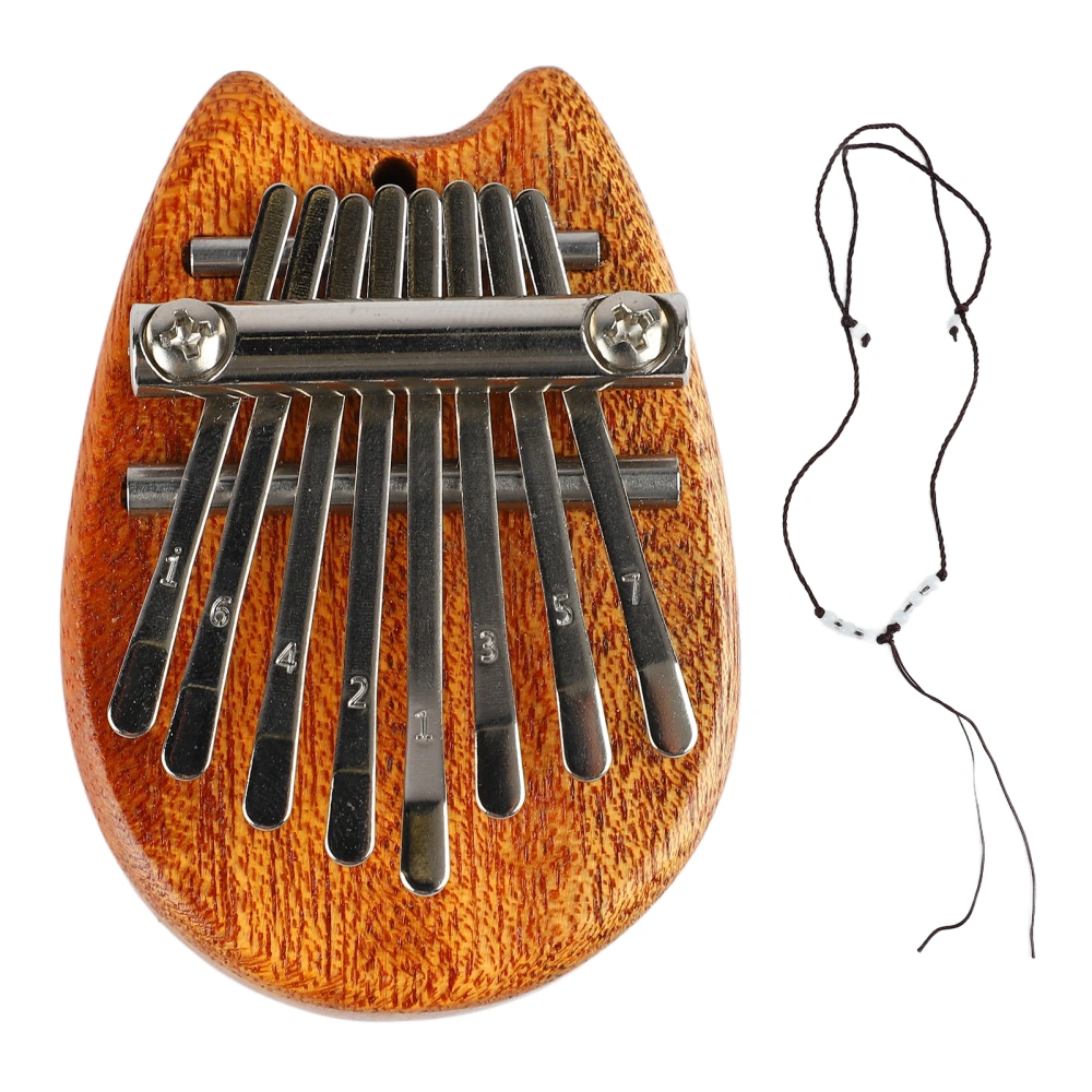 Mini Kalimba 8 Key Thumb Piano Solid Wood Children Gift for Beginner Portable with Lanyard