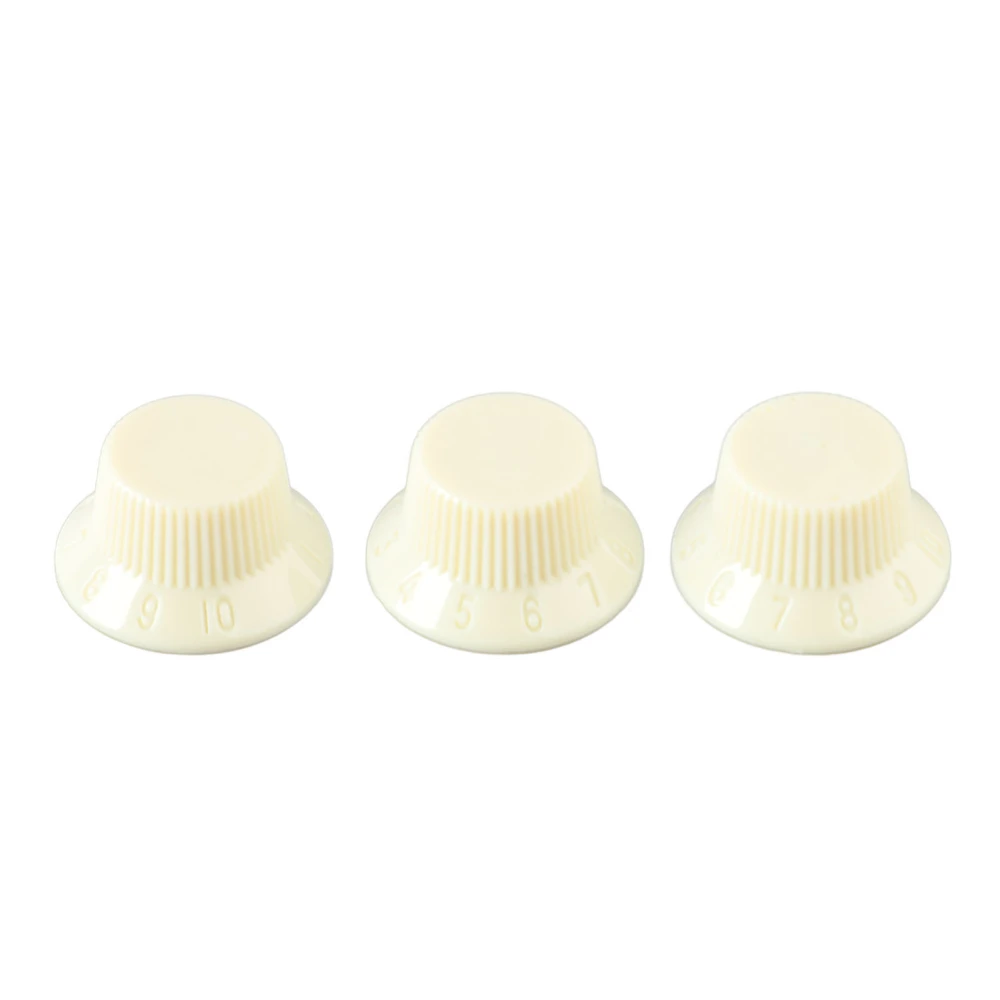 3Pcs Guitar Control Knob 1 Volume 2 Tone Fit Top Plastic Set Kit Instrument Accessory Replacement Ivory White