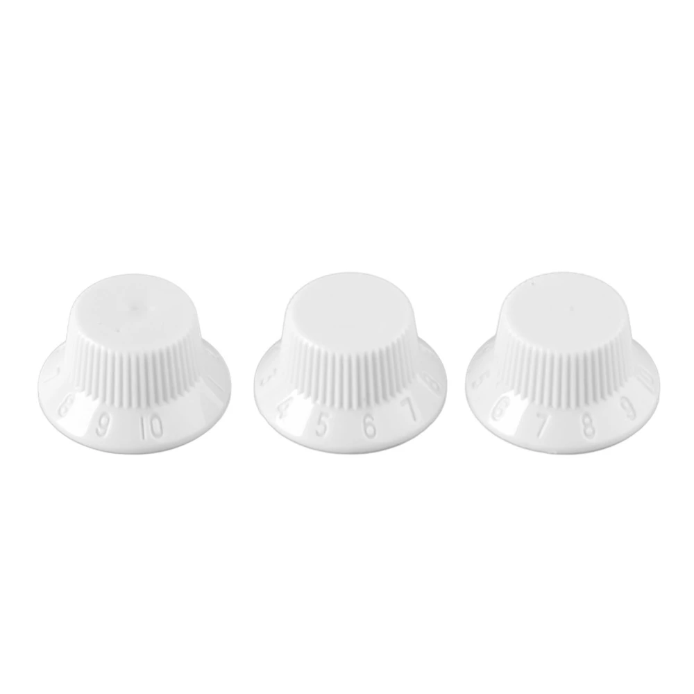 3Pcs Guitar Control Knob 1 Volume 2 Tone Fit Top Plastic Set Kit Instrument Accessory Replacement White