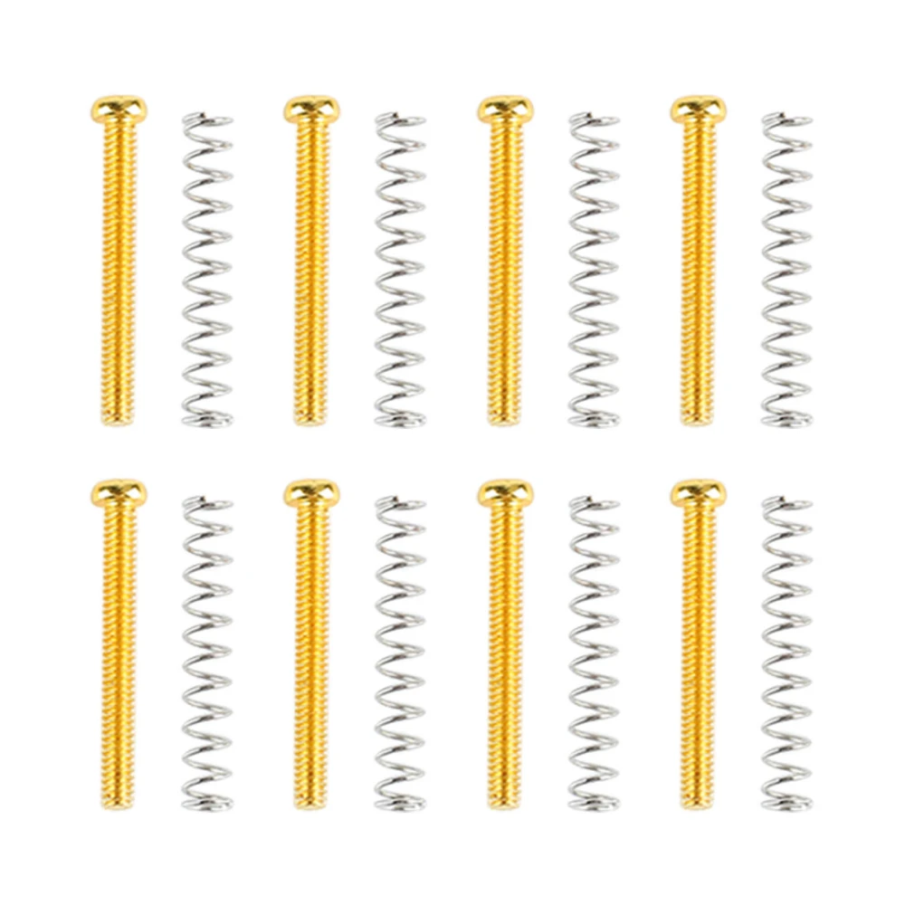 8 Set Guitar Pickup Screw Spring Iron Double Coil Pickup Frame Mounting Screws and Springs Gold