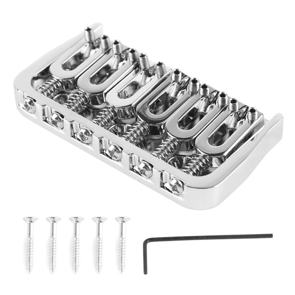 Electric Guitar Fixed Bridge Metal Adjustable Professional Guitar Fixed Bridge Replacement Silver with Silver Screws