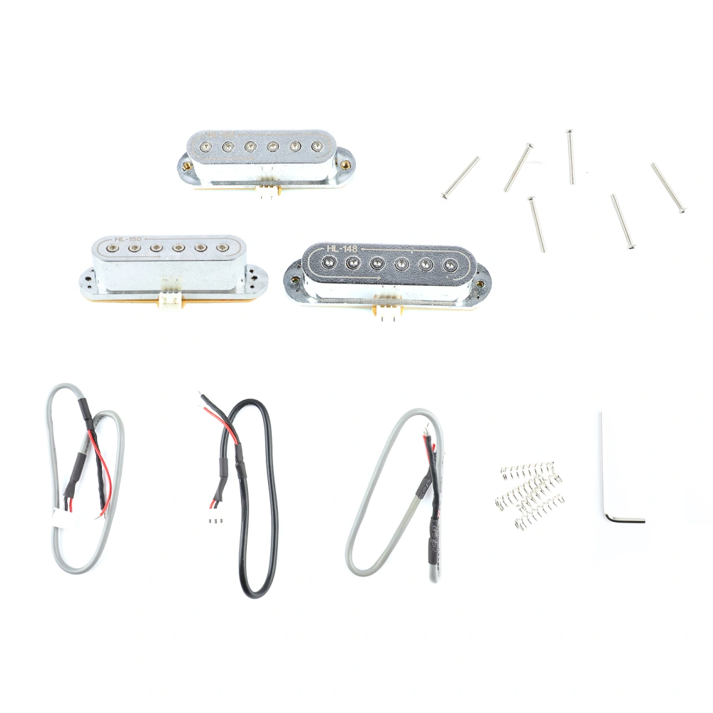 3 Pcs Electric Guitar Pickup 48 50 52mm Passive Design Single Coil Low Noise Silver Guitar Pickup Set