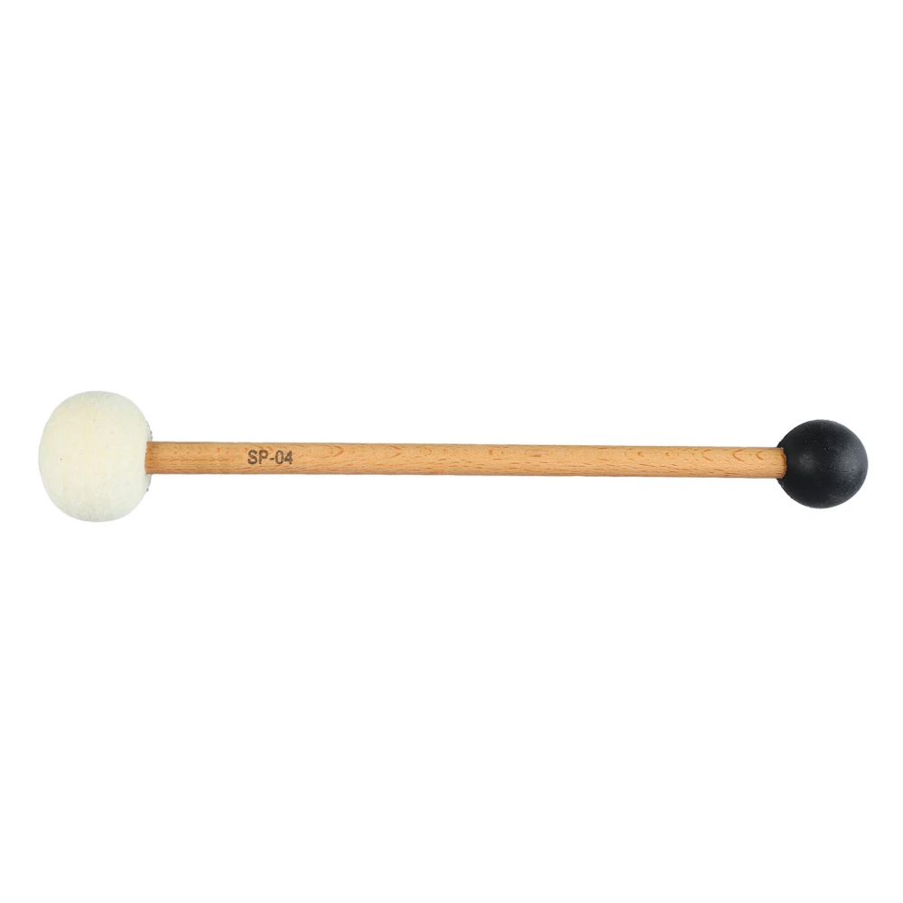 Drum Mallet Antislip Bass Drum Percussion Stick Hammer Wooden Musical Drumstick with Soft Felt Black and White SP 04 23cm