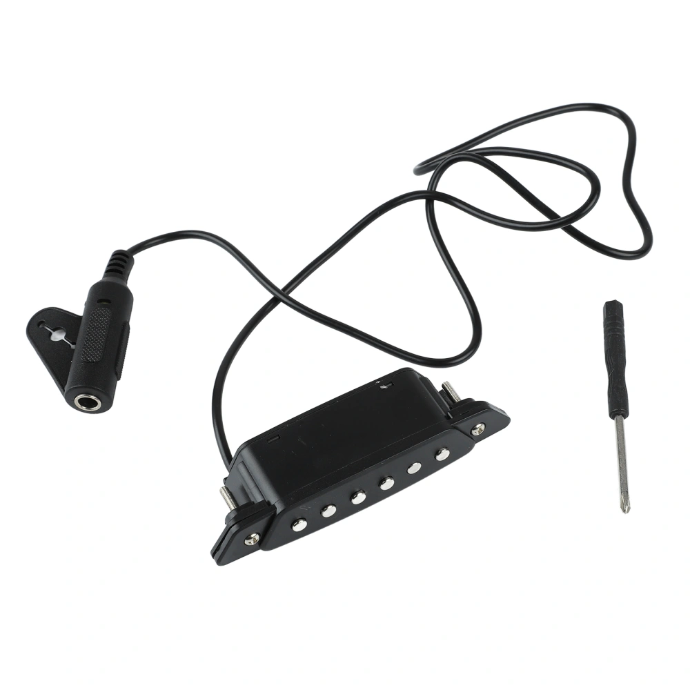 6 Hole Soundhole Pickup Black Adjustable Guitar Pickup with Screwdriver Accessory for Folk Acoustic Guitar Ukulele