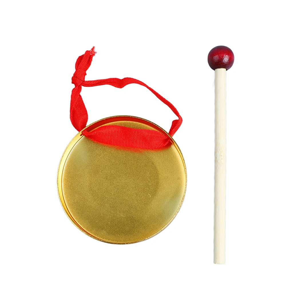 Hand Gong Mini Portable Musical Instrument Outdoor Toy with Mallet for Traditional Chinese Percussion Gold 9cm