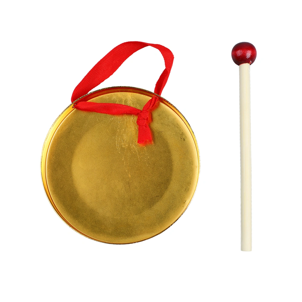 Hand Gong Mini Portable Musical Instrument Outdoor Toy with Mallet for Traditional Chinese Percussion Gold 12cm