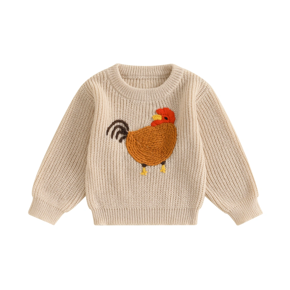 Newborn Baby Boy Sweater Casual Rooster Embroidery Knitted Pullover