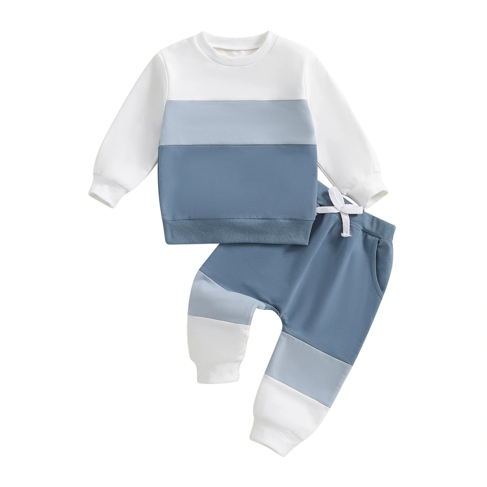 Boy Fall Clothes Contrast Color Long Sleeve Sweatshirt Pants