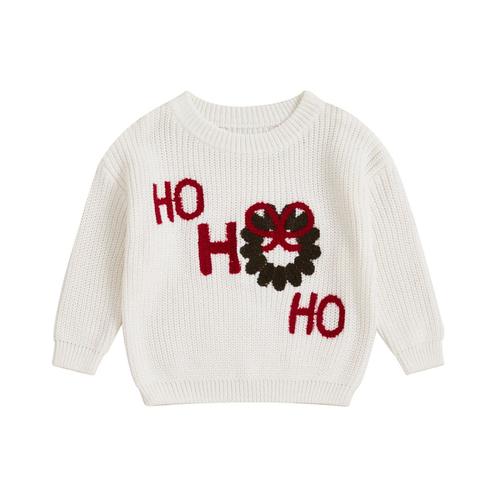 Baby Christmas Sweater Long Sleeve Santa/Wreath Pattern Knit Pullover