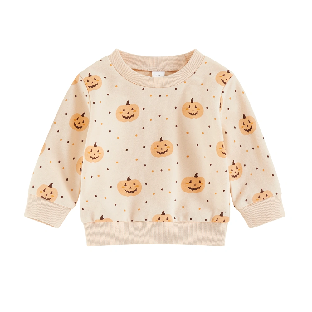 Toddler Halloween Fall Sweatshirt Pumpkin Dot Print Long Sleeve Tops