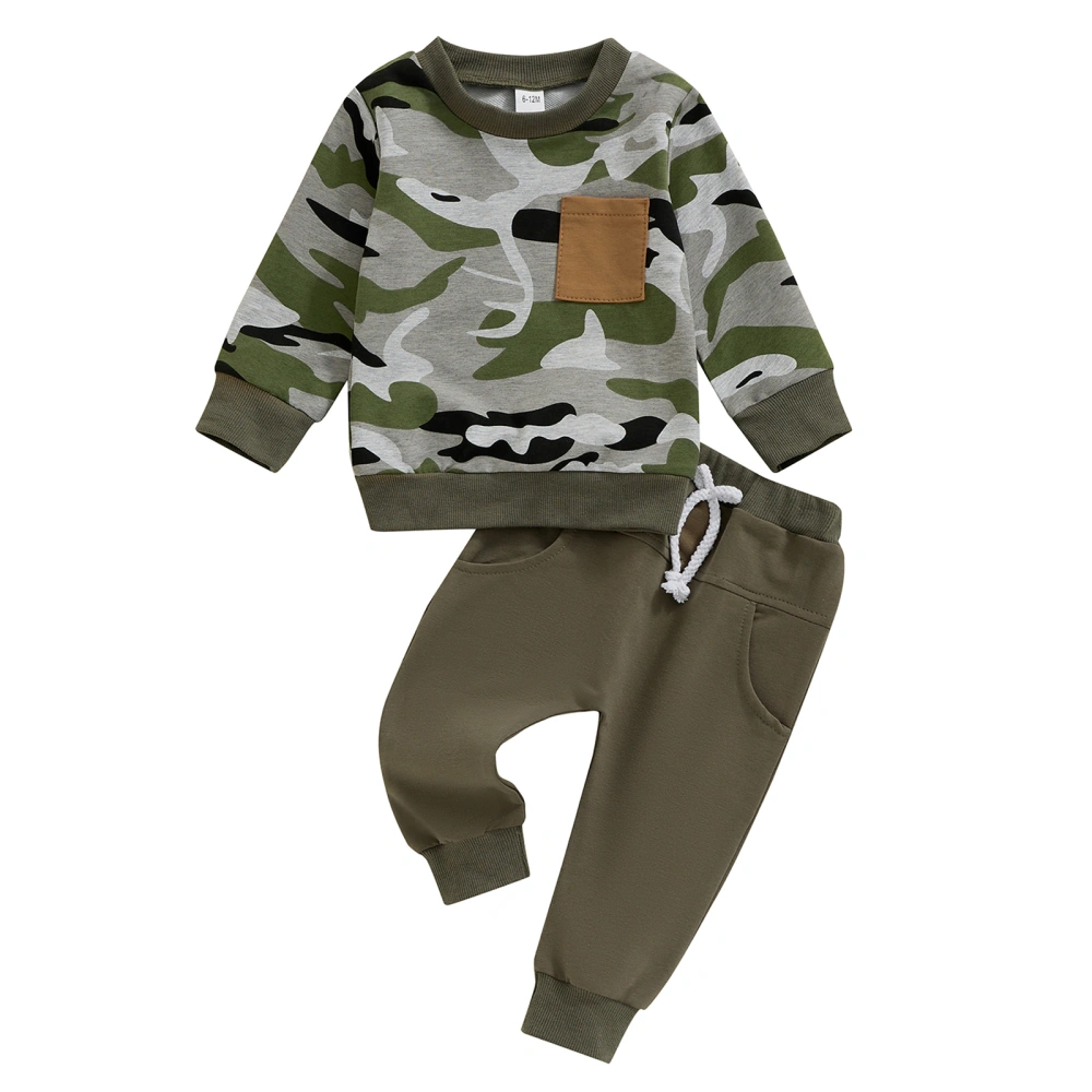 Kid Pants Set Camouflage Long Sleeve Sweatshirt Long Pants Outfits