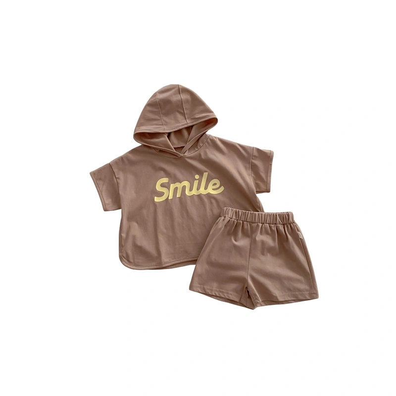 Baby Boys Summer Outfits Letter Print Hooded T-Shirt and Shorts