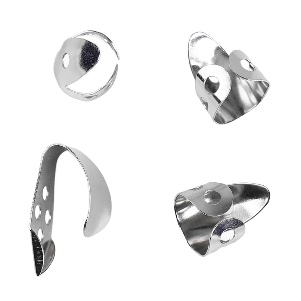 4Pcs Guitar Finger Pick Stainless Steel Glossy Appearance Metal Thumb Pick Guitar Accessories Silver