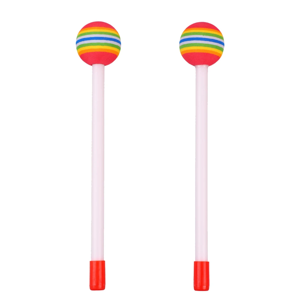 2Pcs Drum Sticks Round Felt Mallet EVA Orff Hand Percussion Beat Toy Rainbow Color