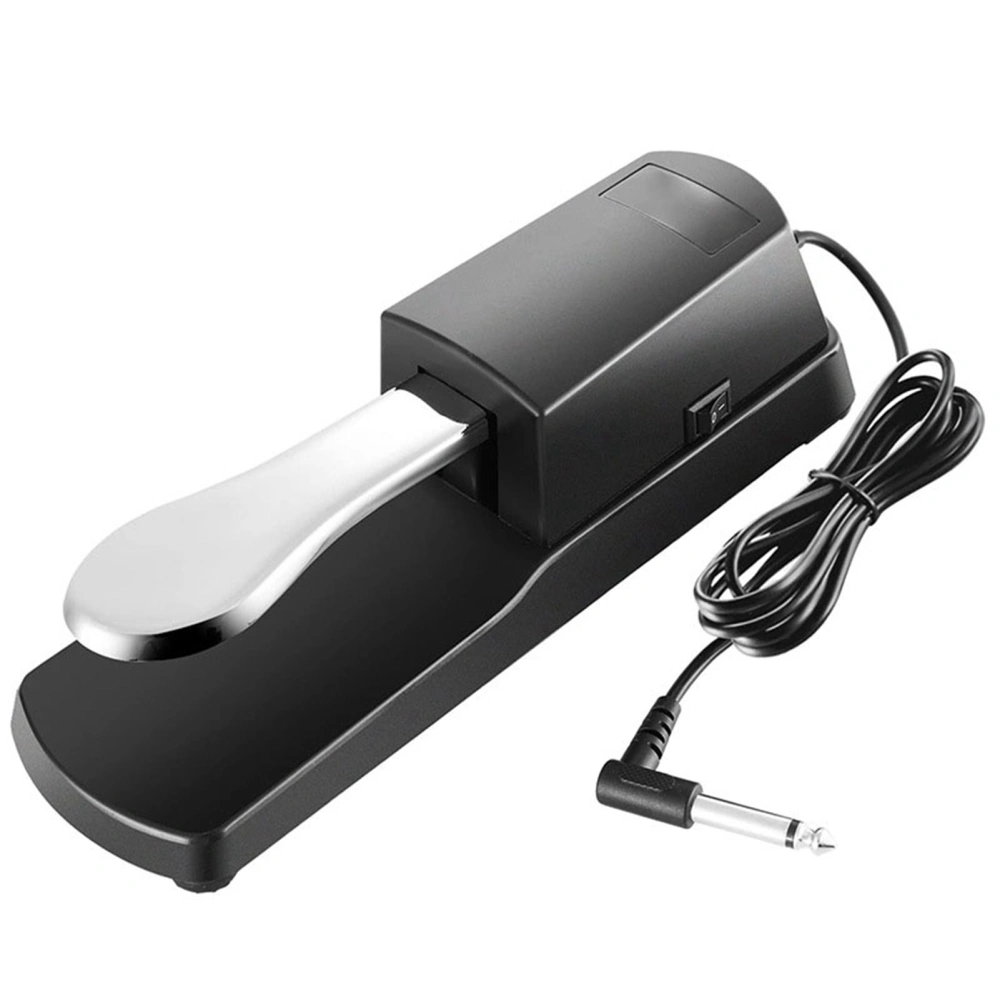 Piano Pedal with Cable Non Slip Pad Keyboard Sustain Pedal for Hand Roll and Electronic Pianos Sliver