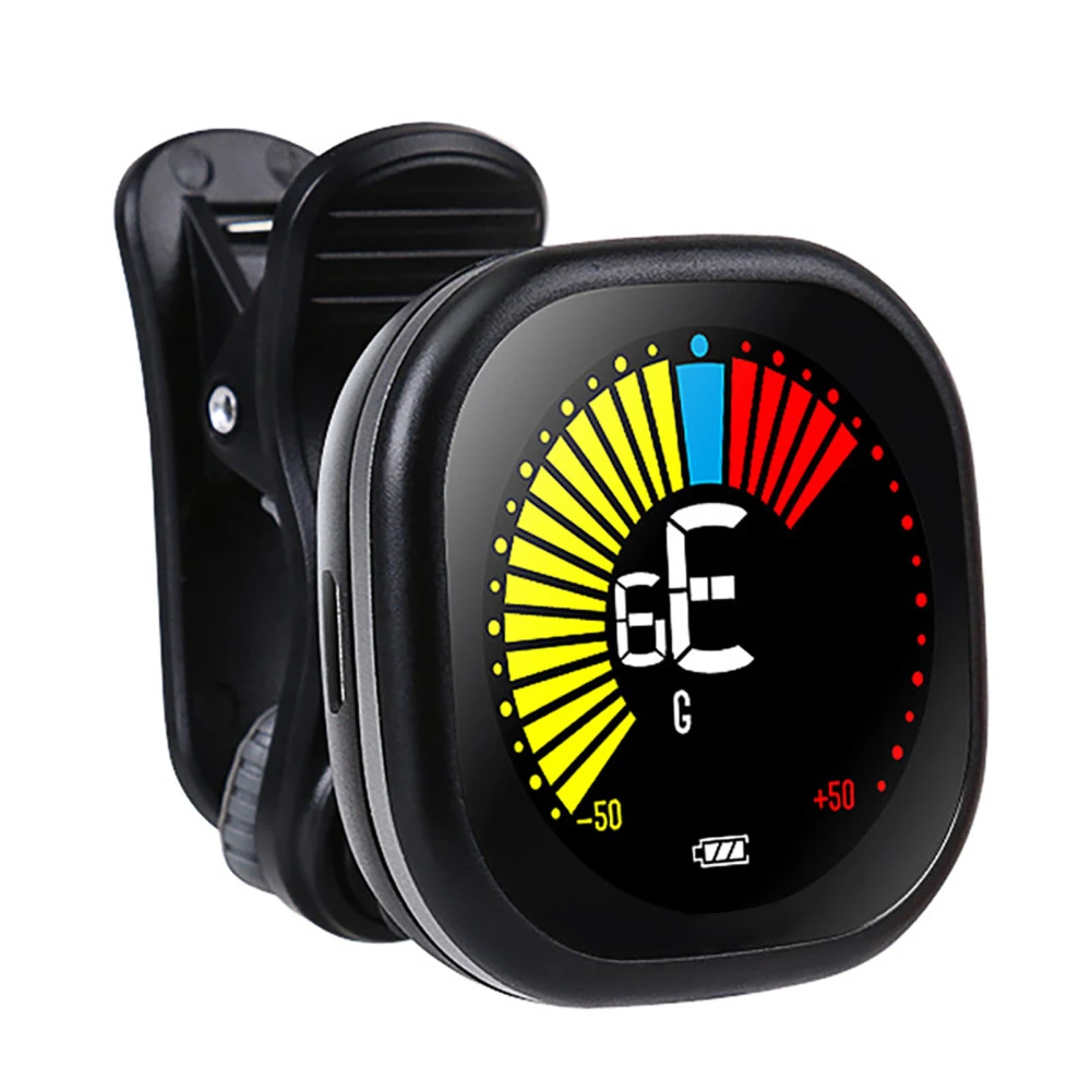 Guitar Tuner 12 Equal Temperament LCD Display Automatic Electronic Tuner With Rechargeable Battery for Violin Ukulele Black (Special Tuning)