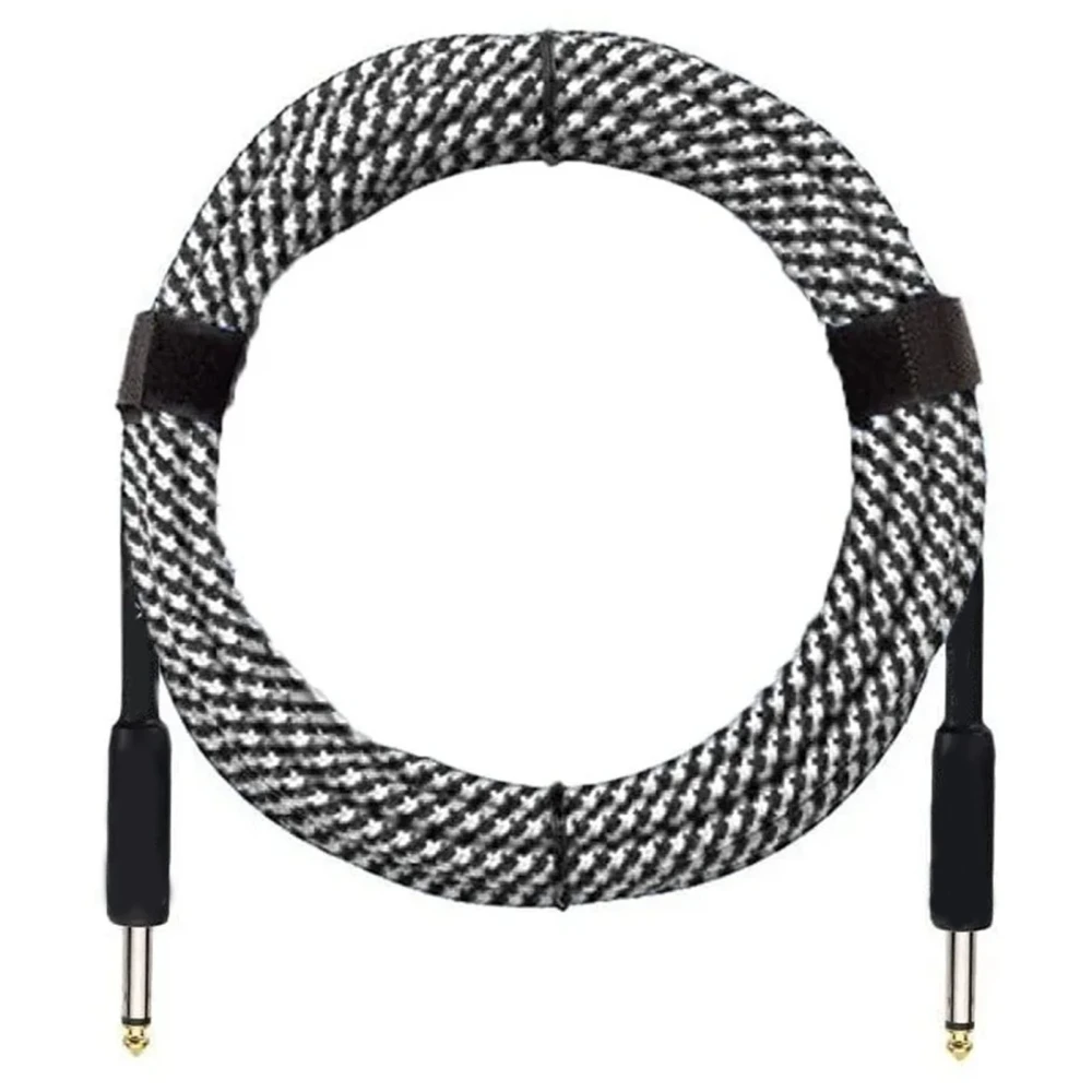 Guitar Noise Reduction Cable 3 Meters Black White Pure Copper Core Guitar Audio Extension Cable for Bass