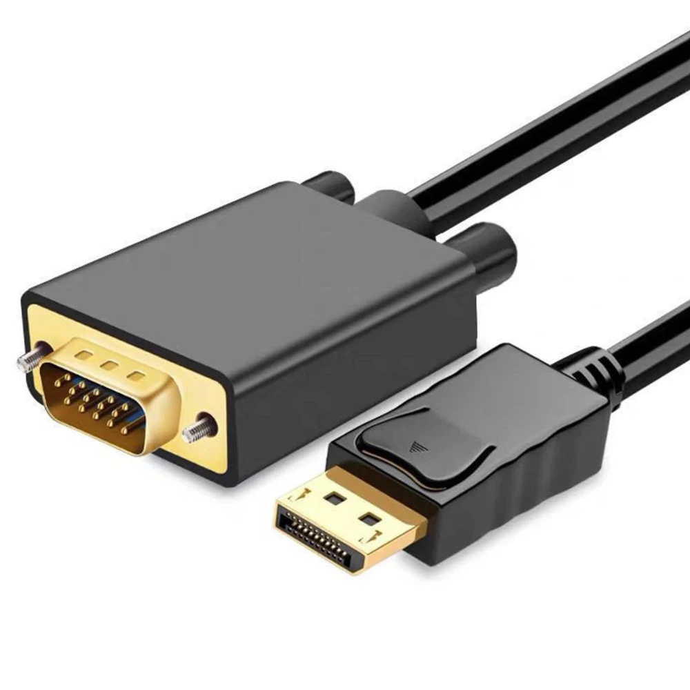 DP to VGA Adapter Cable 1.8m Stable No Loss Transmission High Efficiency DisplayPort to VGA Adapter Cord