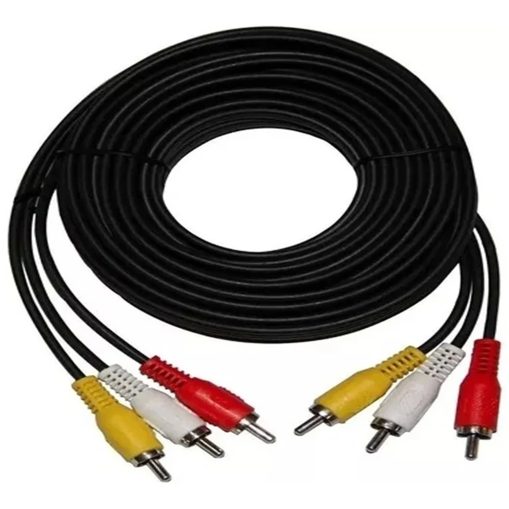 AV Cable RCA Connector 3 Colors Male to Male for Set Top Box DVD TV Connecting PVC 15meter