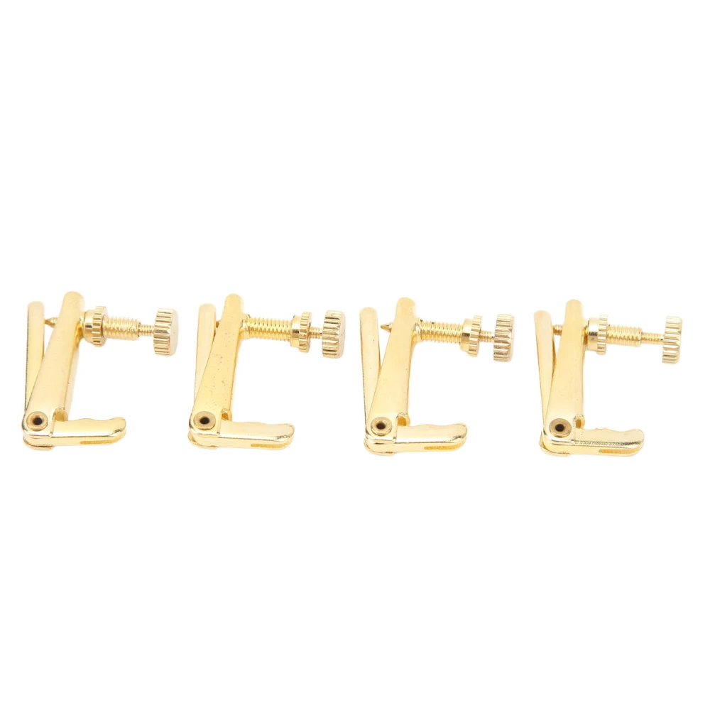 4PCS Violin Fine Tuner Golden Metal Wear Resistant String Fine Adjuster for 4/4 3/4 Violin