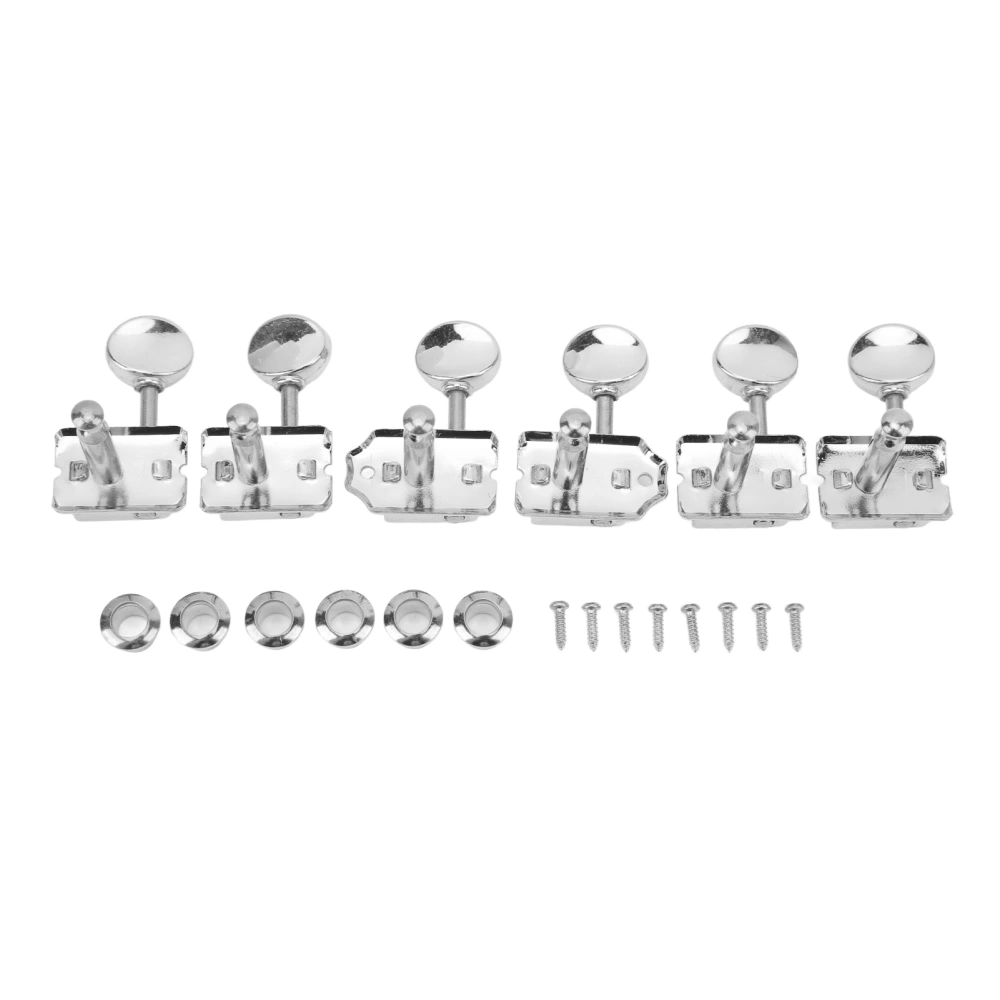 6Pcs String Tuning Key Retro Style Metal Delicate Tuning Pegs Replacement for Electric Guitar Silver