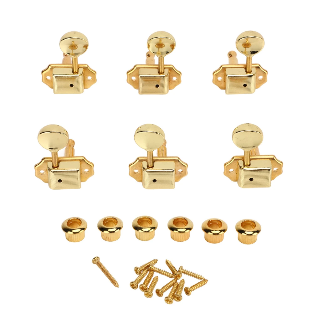 6 Pcs String Tuning Pegs 3L3R High Strength Metal Machine Head Tuners for Electric Guitar Gold