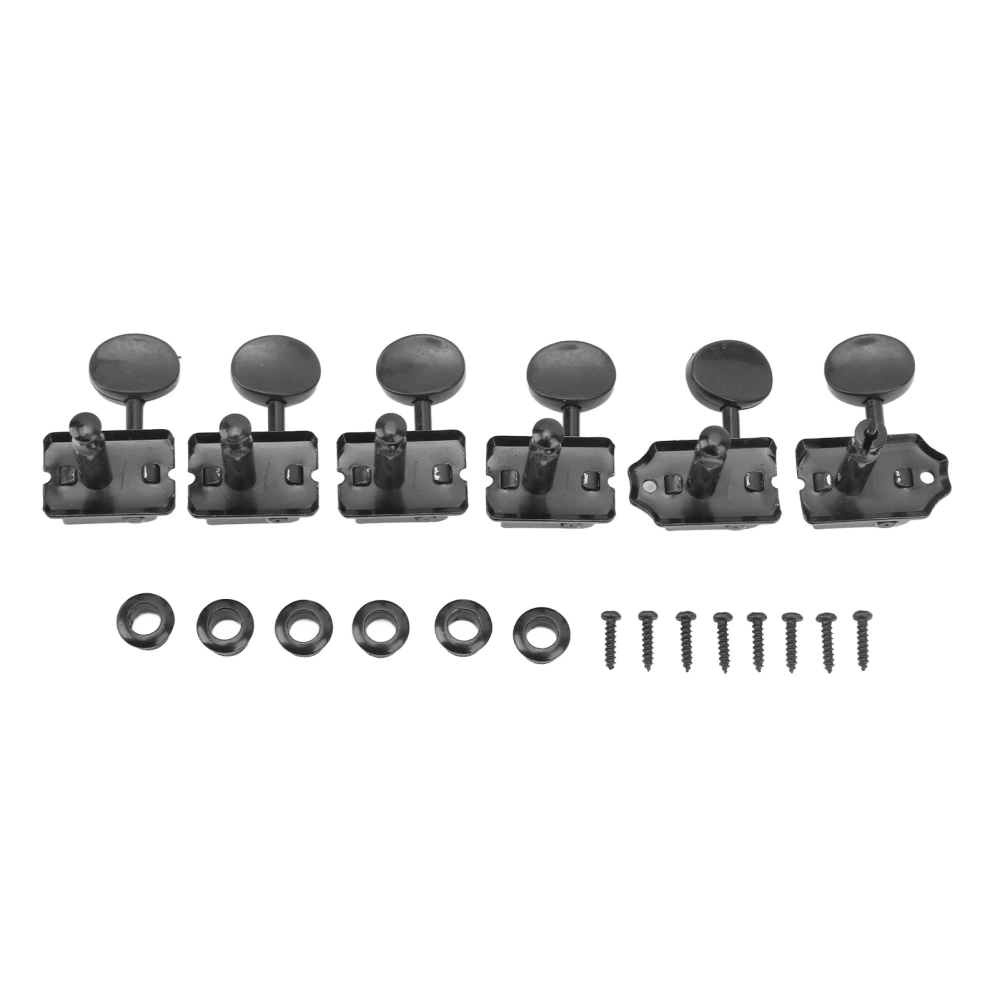 6Pcs String Tuning Key Retro Style Metal Delicate Tuning Pegs Replacement for Electric Guitar Black