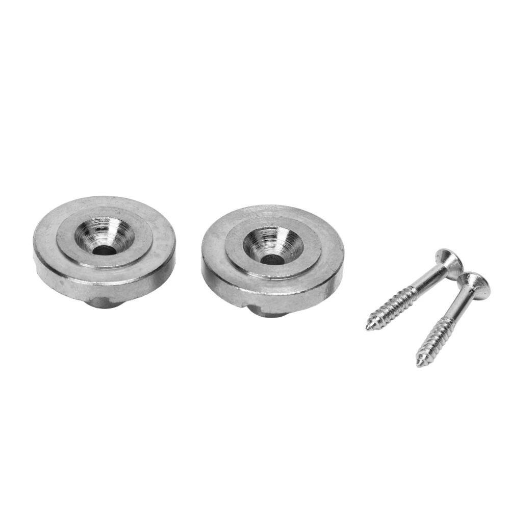 2Pcs Guitar Strap Lock Flat Round Head Metal Button Retainer Straplock Accessory for Bass Silver