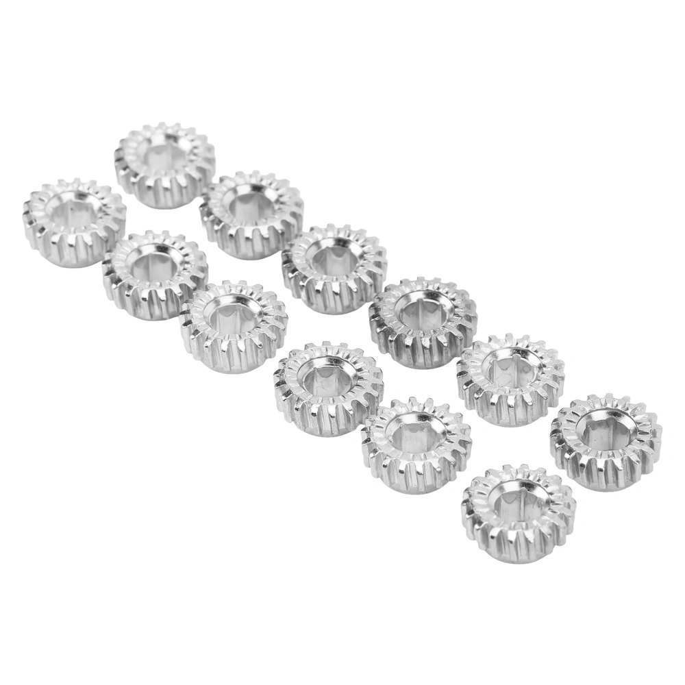 12 Pcs Tuning Peg Gear 12mm Diameter 1:18 Ratio Hex Hole Metal Guitar Machine Heads Mount Gear Silver